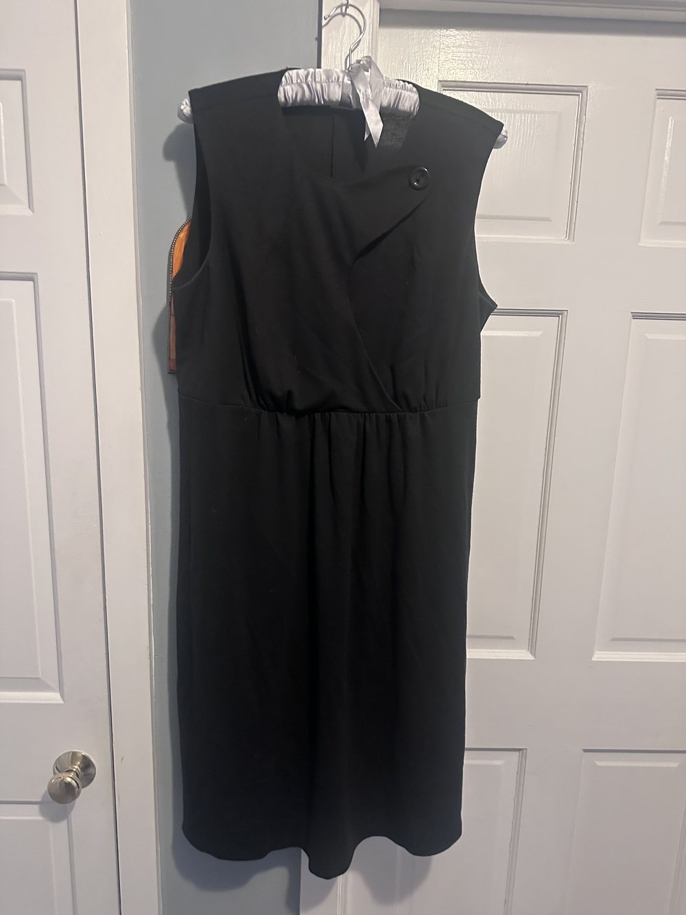 torrid Black Sleeveless Faux-Wrap Midi Dress with Button Accent